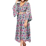 Ensemble pantalon asymétrique et top bleu motif - MCENS0101A