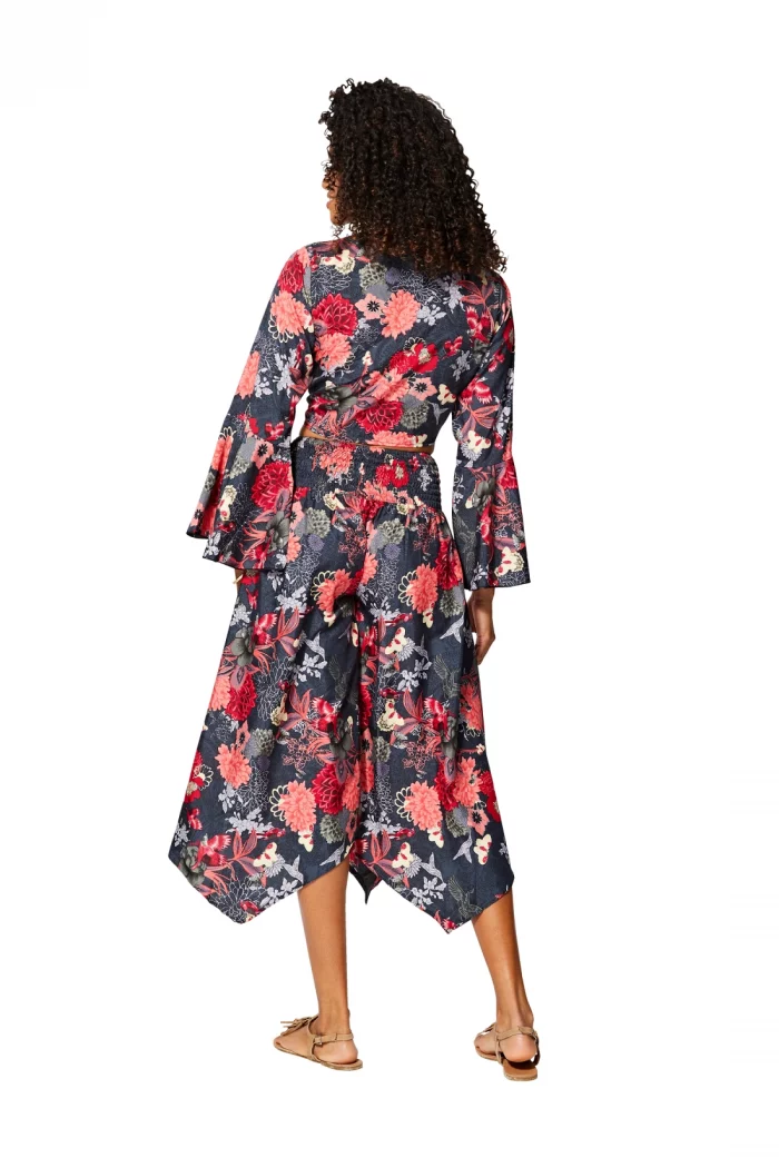 Ensemble pantalon asymétrique et top noir motif - MCENS0101B – Image 2