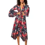 Ensemble pantalon asymétrique et top noir motif - MCENS0101B