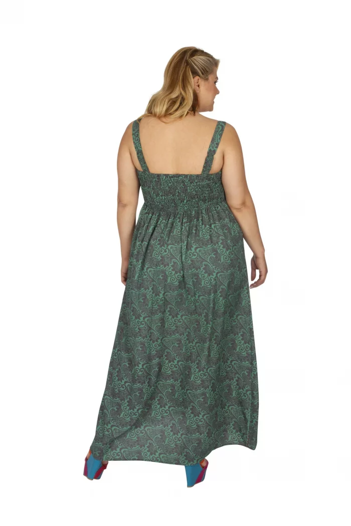 Robe longue verte motif gris - MCROP0106D – Image 2