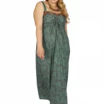 Robe longue verte motif gris - MCROP0106D
