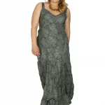 Robe longue verte col V - MCROP0107C