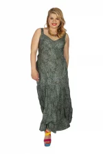 Robe longue verte col V - MCROP0107C