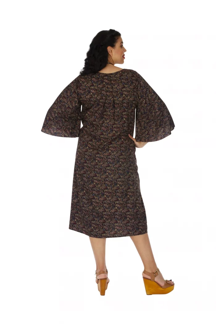 Robe mi-longue noire avec motif - MCROP0108B – Image 2