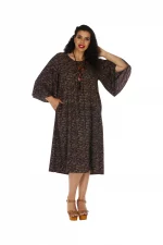 Robe mi-longue noire avec motif - MCROP0108B