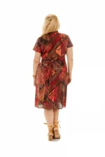 Robe en coton marron et rouge - ROP0144A – Image 2