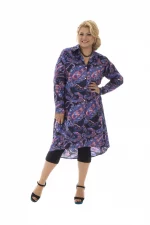 Robe-chemise ethnique violet et noir - ROP0145C
