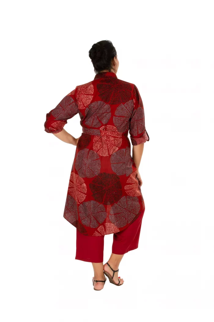 Robe-chemise ethnique marron - ROP0157B – Image 2