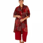 Robe-chemise ethnique marron - ROP0157B