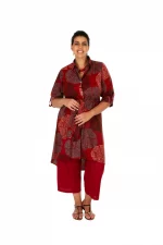 Robe-chemise ethnique marron - ROP0157B