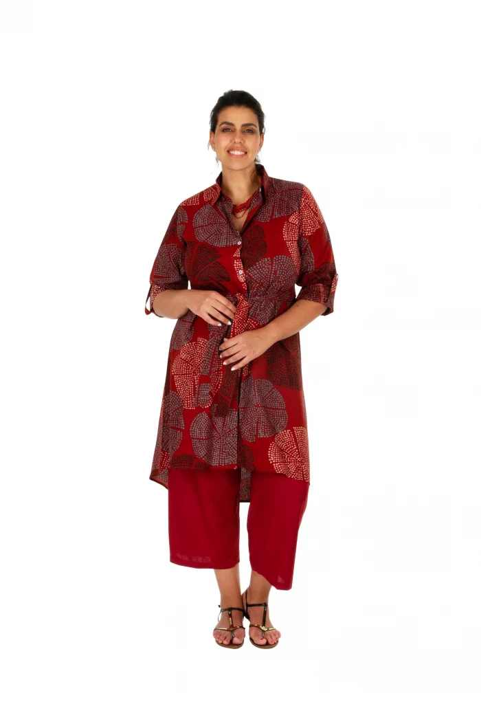 Robe-chemise ethnique marron - ROP0157B – Image 1