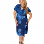 Robe porte feuille bleue motif blanc - ROP0158D