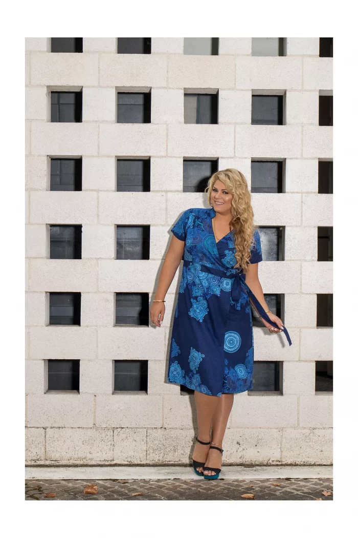 Robe porte feuille bleue motif blanc - ROP0158D – Image 3