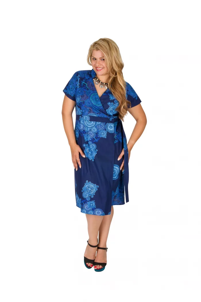 Robe porte feuille bleue motif blanc - ROP0158D – Image 1
