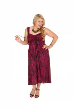 Robe noire aux motifs rouge - ROP0159D