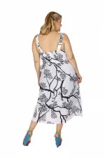 Robe blanche imprimé japonisant noir - ROP0160D – Image 2