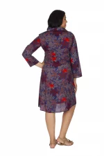Robe bleu motif végétal- ROP0161D – Image 2