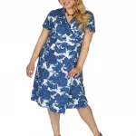 Robe portefeuille blanche et bleue - ROP0162