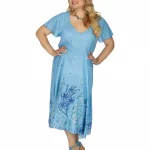 Robe bleue col V - ROP0164C