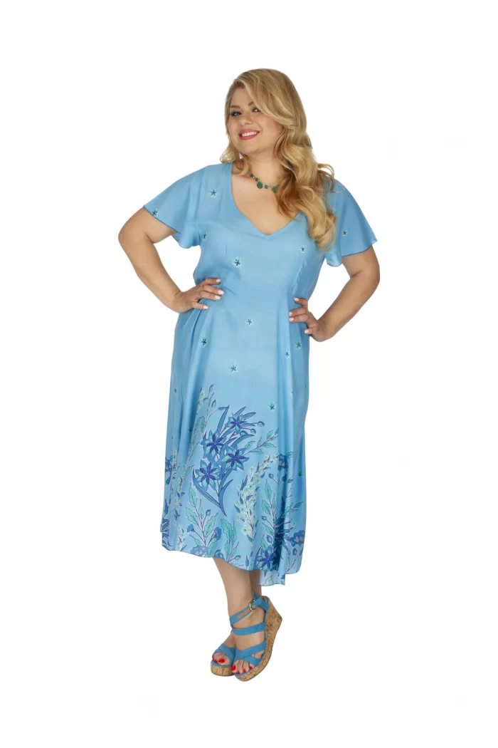 Robe bleue col V - ROP0164C – Image 1
