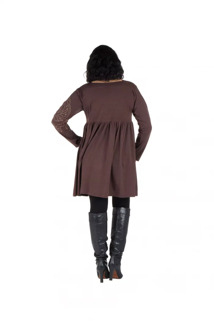 Tunique marron en coton - ROP0405 – Image 2