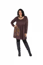 Tunique marron en coton - ROP0405