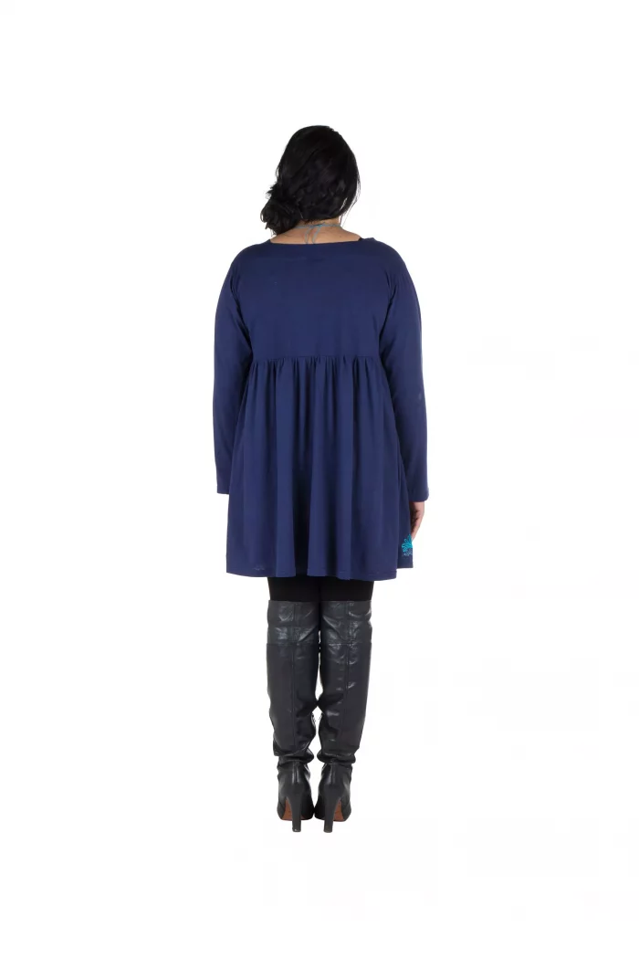 Tunique bleu marine en coton - ROP0406 – Image 2