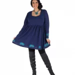 Tunique bleu marine en coton - ROP0406