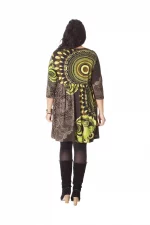 Robe en coton marron et vert - ROP6001D – Image 2