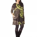 Robe en coton marron et vert - ROP6001D