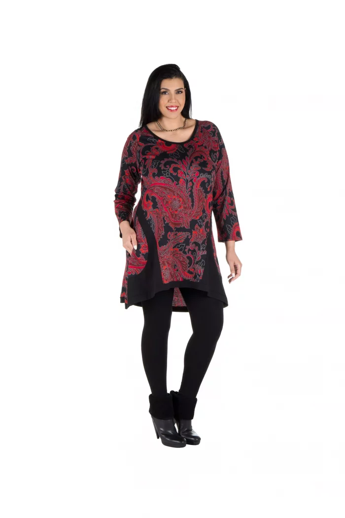Robe imprimé rouge et noir - ROP6020A – Image 1