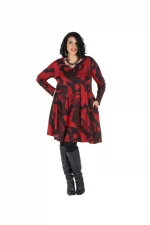 Robe noir imprimé oiseau rouge - ROP6023B