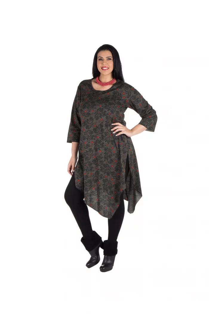 Robe asymétrique points rouge - ROP6025B – Image 1