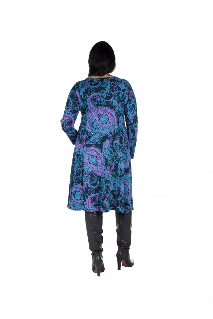 Robe motif mauve et bleu - ROP6030C – Image 2