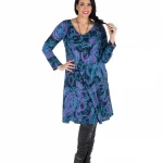 Robe motif mauve et bleu - ROP6030C
