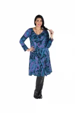 Robe motif mauve et bleu - ROP6030C