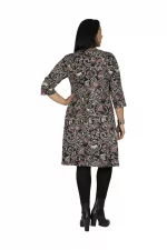Robe noir motif rose et blanc - ROP6033B – Image 2