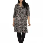 Robe noir motif rose et blanc - ROP6033B