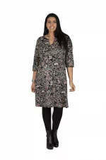 Robe noir motif rose et blanc - ROP6033B