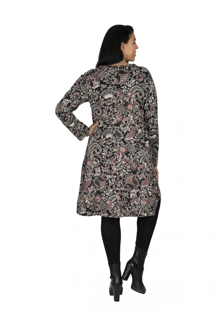 Robe trapèze à motif rose et blanc - ROP6036B – Image 2