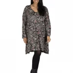 Robe trapèze à motif rose et blanc - ROP6036B