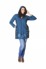 Gilet long à capuche bleu - SWP0205