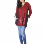 Gilet long à capuche rouge - SWP0206