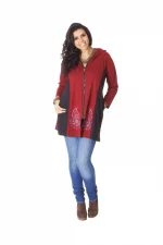 Gilet long à capuche rouge - SWP0206