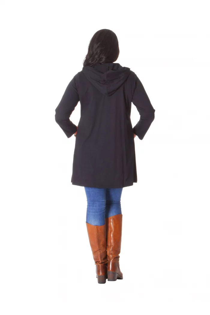 Gilet long à capuche noir et rouge - SWP0207 – Image 2