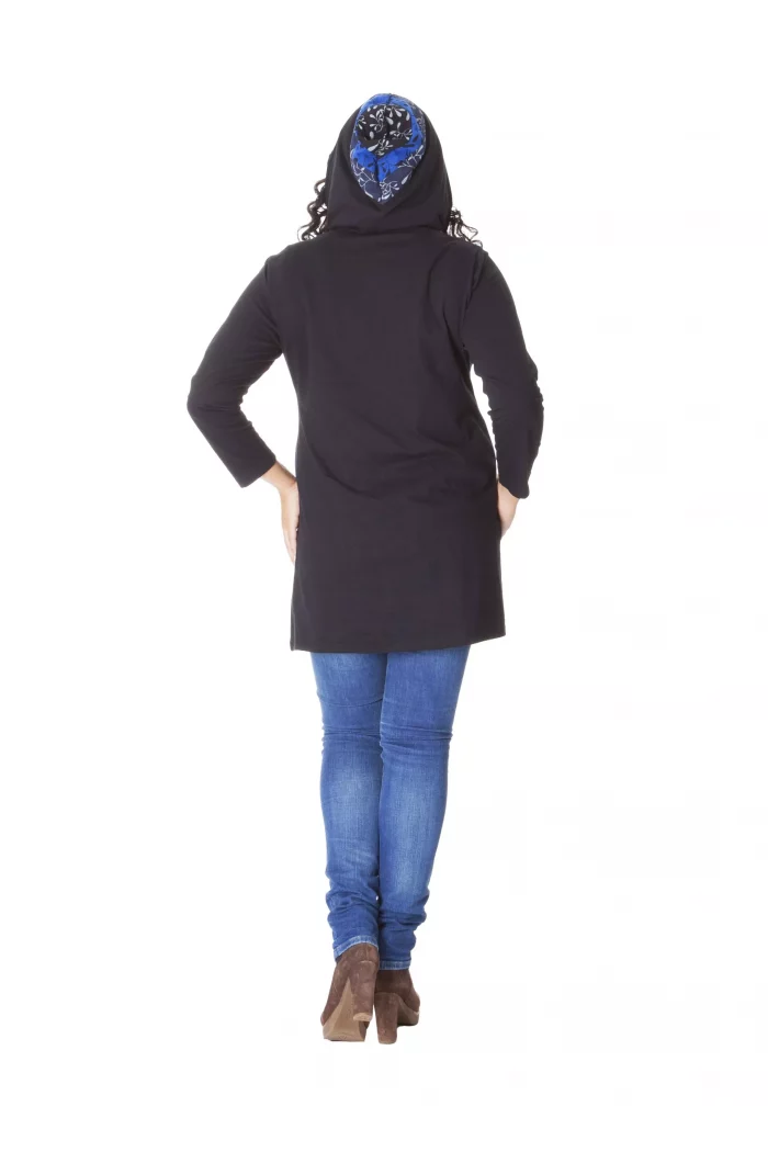 Gilet long zippé noir motif bleu - SWP0212 – Image 2