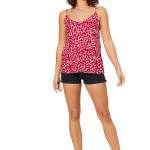 Top ample à bretelles Rouge à fleurs blanches - TIPV0001C