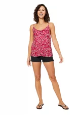Top ample à bretelles Rouge à fleurs blanches - TIPV0001C