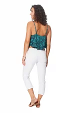 Top ample à bretelles Bleu nuit et turquoise - TIP0039A – Image 2