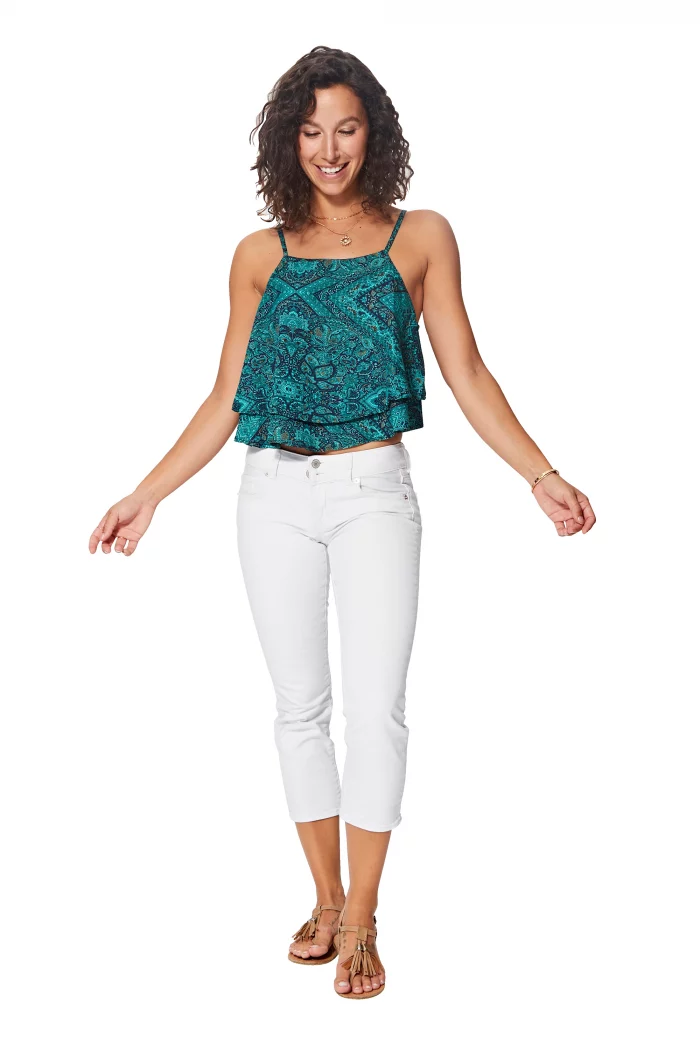 Top ample à bretelles Bleu nuit et turquoise - TIP0039A – Image 1